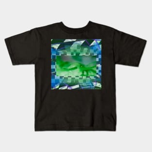 Centipede “Vaporwave” (Grainy Bright Green & Blue) Kids T-Shirt